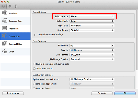figure: Settings dialog